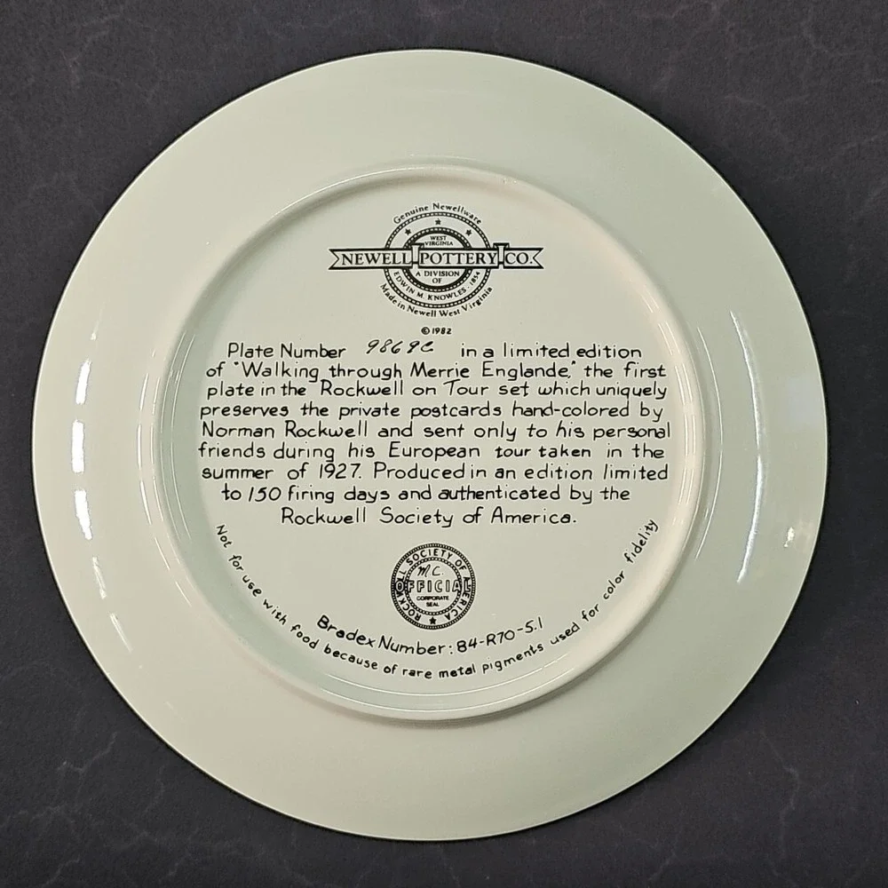 Norman Rockwell European Tour Newell‎ Pottery Plate Set 4pc Brand New
